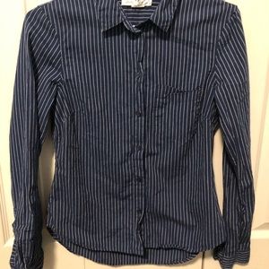 Blue and white striped blouse